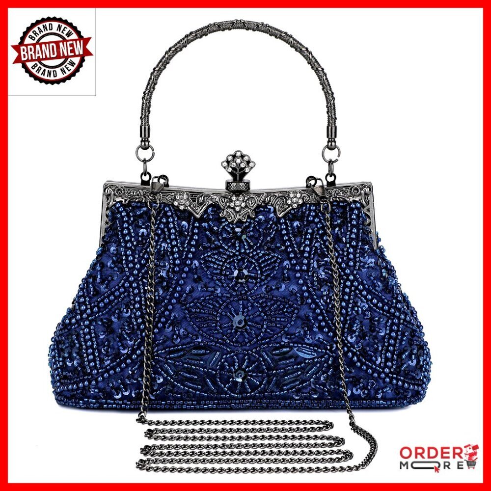 Vintage Beaded Clutch Evening Bag for Formal Wedding Prom Parties